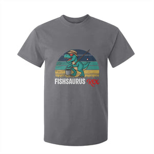 Funny Dinosaur T Shirt For Kid Fishsaurus Rex Fishing Lover TS12 Charcoal Print Your Wear