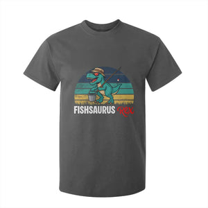 Funny Dinosaur T Shirt For Kid Fishsaurus Rex Fishing Lover TS12 Dark Heather Print Your Wear