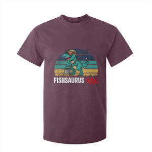 Funny Dinosaur T Shirt For Kid Fishsaurus Rex Fishing Lover TS12 Maroon Print Your Wear