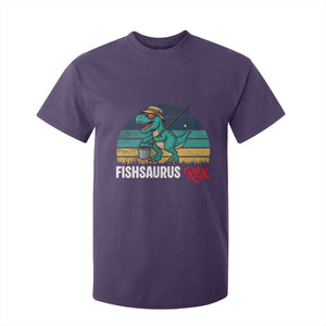Funny Dinosaur T Shirt For Kid Fishsaurus Rex Fishing Lover TS12 Purple Print Your Wear
