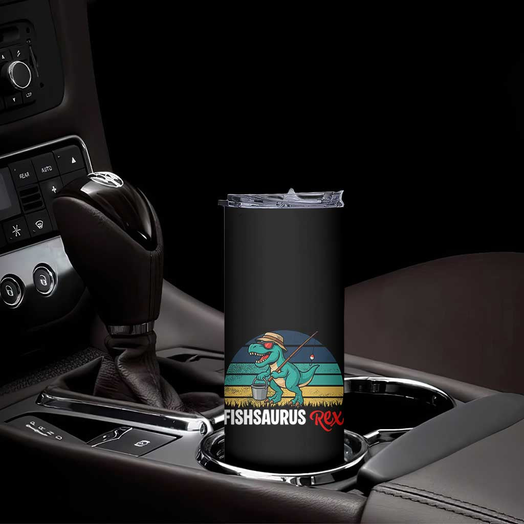 Funny Dinosaur Skinny Tumbler Fishsaurus Rex Fishing Lover TS12 Print Your Wear