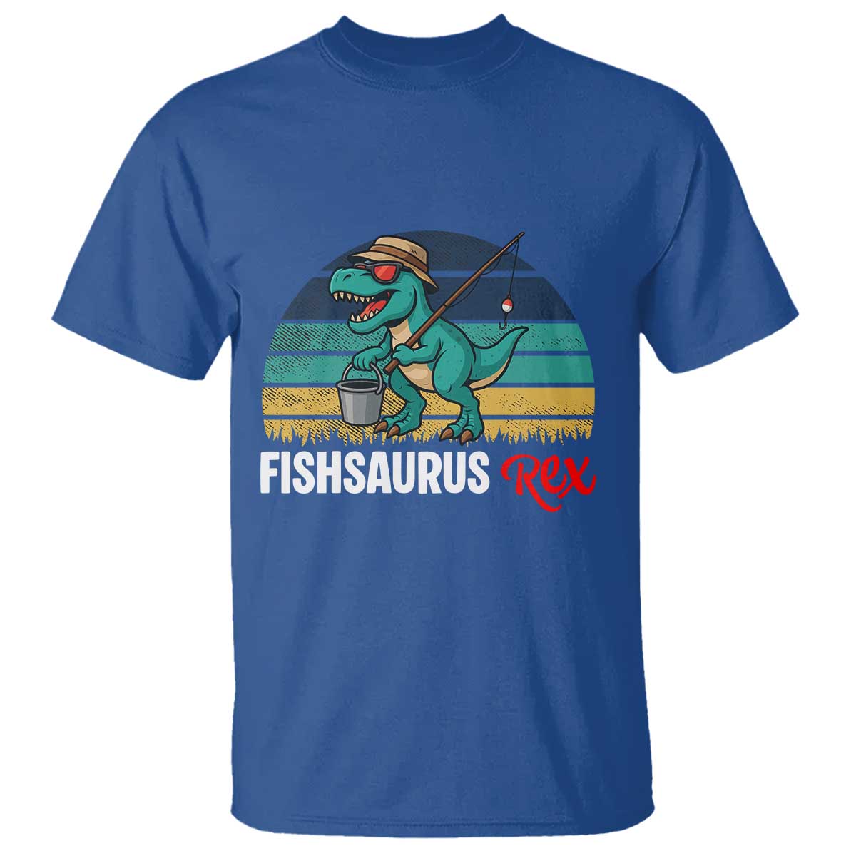 Funny Dinosaur T Shirt Fishsaurus Rex Fishing Lover TS12 Royal Blue Print Your Wear