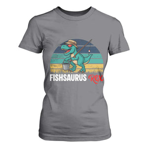 Funny Dinosaur T Shirt For Women Fishsaurus Rex Fishing Lover TS12 Charcoal Print Your Wear