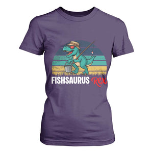 Funny Dinosaur T Shirt For Women Fishsaurus Rex Fishing Lover TS12 Purple Print Your Wear