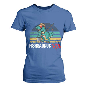 Funny Dinosaur T Shirt For Women Fishsaurus Rex Fishing Lover TS12 Royal Blue Print Your Wear