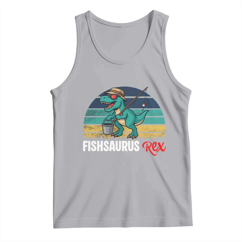 Funny Dinosaur Tank Top Fishsaurus Rex Fishing Lover TS12 Athletic Heather Print Your Wear