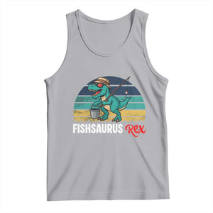 Funny Dinosaur Tank Top Fishsaurus Rex Fishing Lover TS12 Athletic Heather Print Your Wear