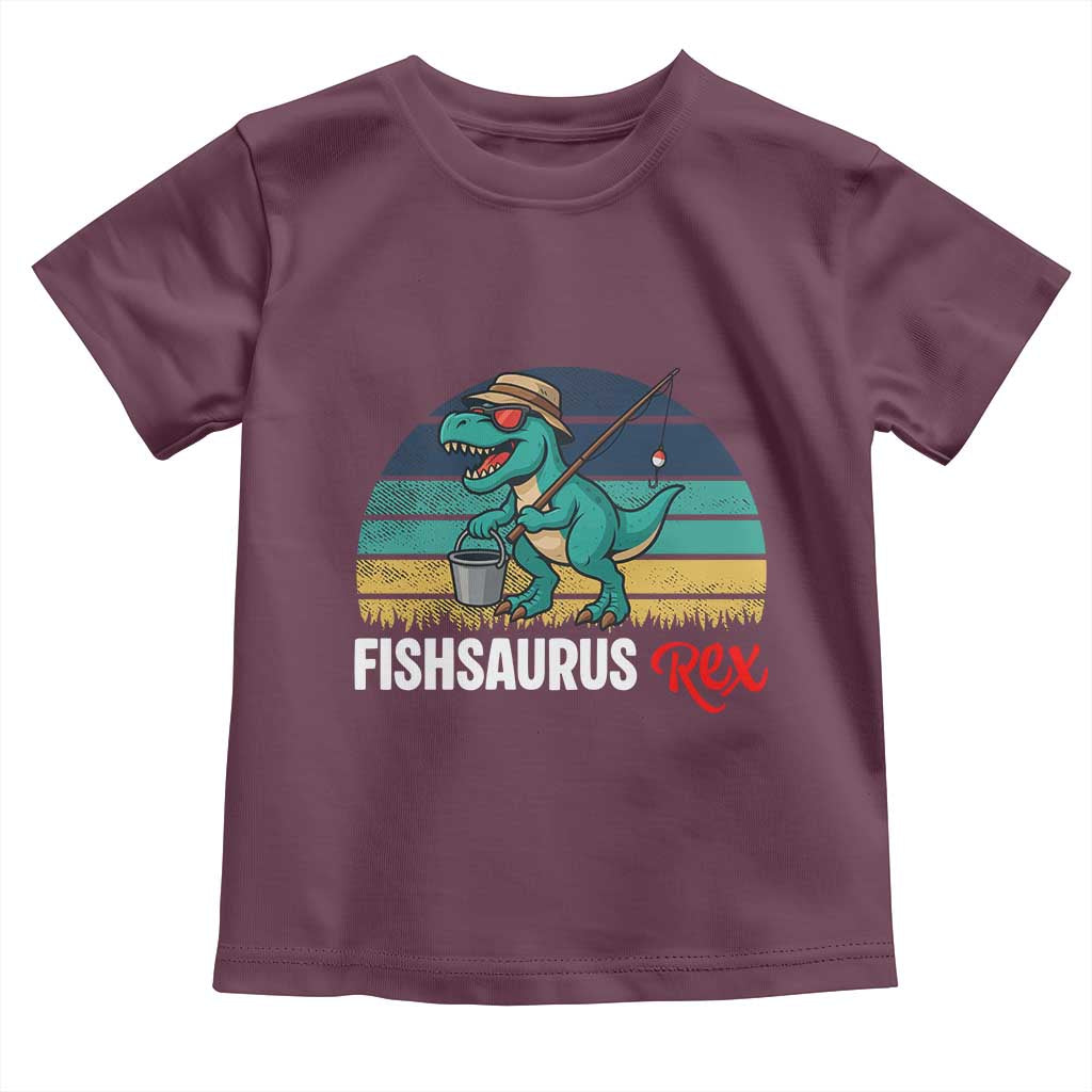 Funny Dinosaur Toddler T Shirt Fishsaurus Rex Fishing Lover TS12 Maroon Print Your Wear