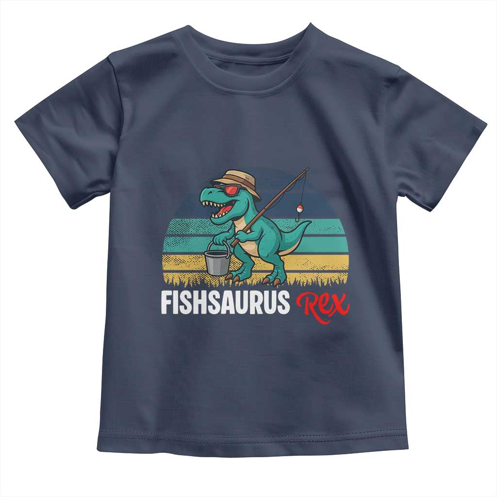 Funny Dinosaur Toddler T Shirt Fishsaurus Rex Fishing Lover TS12 Navy Print Your Wear