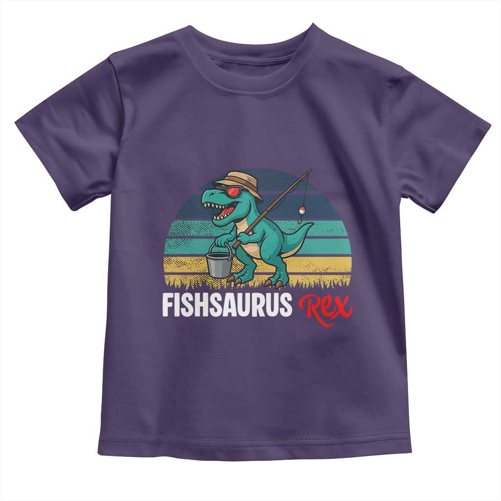 Funny Dinosaur Toddler T Shirt Fishsaurus Rex Fishing Lover TS12 Purple Print Your Wear