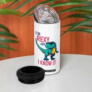 Funny Dinosaur 4 in 1 Can Cooler Tumbler I Am Rexy And I Know It TS12 Print Your Wear
