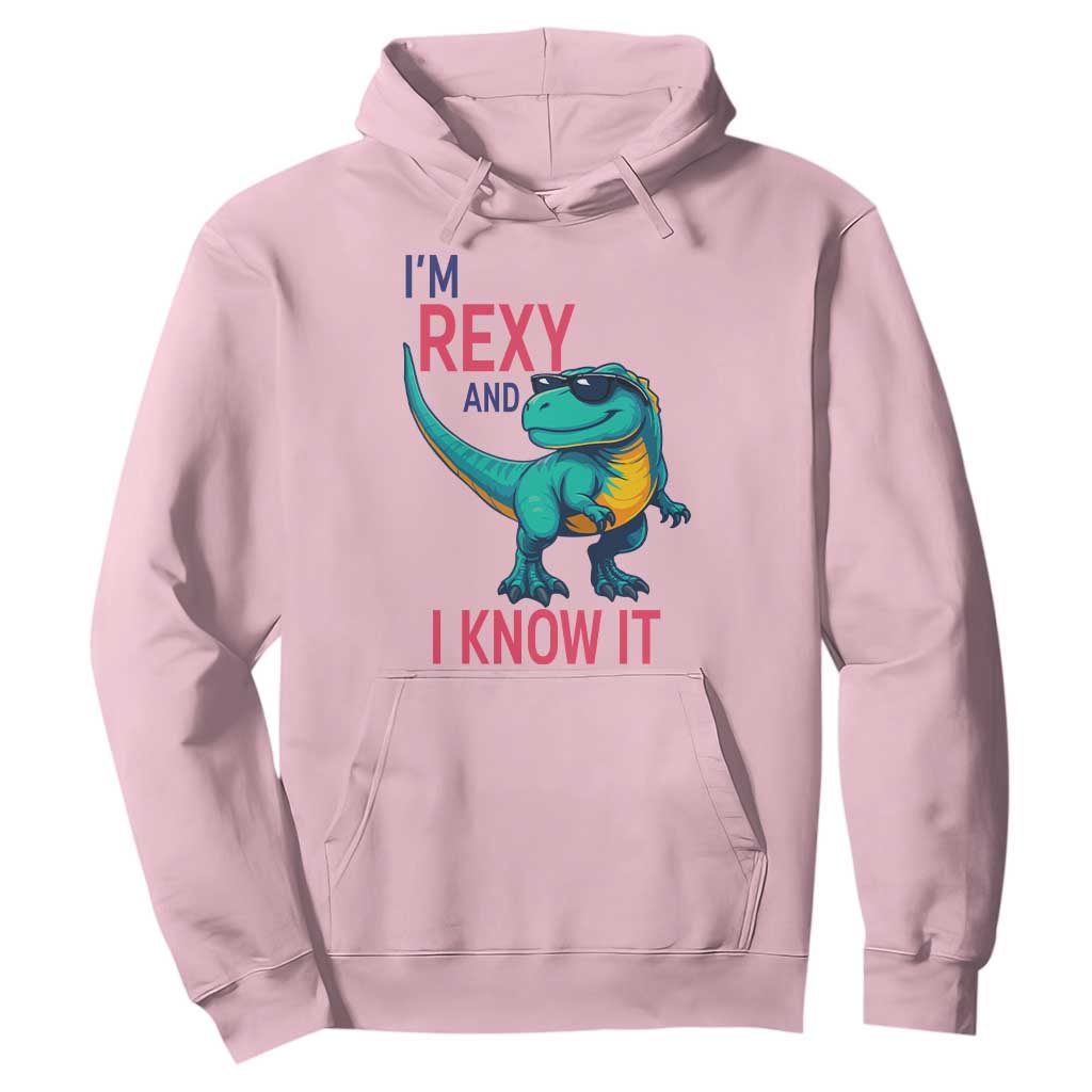 Funny Dinosaur Hoodie I Am Rexy And I Know It TS12 Light Pink Print Your Wear