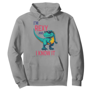 Funny Dinosaur Hoodie I Am Rexy And I Know It TS12 Sport Gray Print Your Wear
