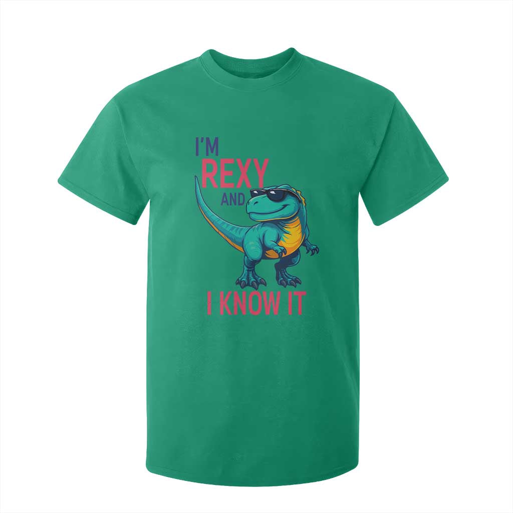 Funny Dinosaur T Shirt For Kid I Am Rexy And I Know It TS12 Irish Green Print Your Wear