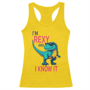 Funny Dinosaur Racerback Tank Top I Am Rexy And I Know It TS12 Daisy Print Your Wear