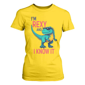 Funny Dinosaur T Shirt For Women I Am Rexy And I Know It TS12 Daisy Print Your Wear