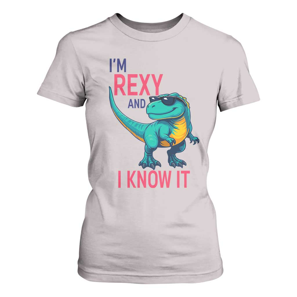 Funny Dinosaur T Shirt For Women I Am Rexy And I Know It TS12 Ice Gray Print Your Wear