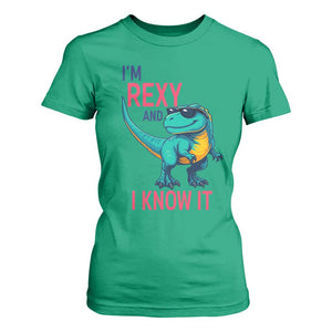 Funny Dinosaur T Shirt For Women I Am Rexy And I Know It TS12 Irish Green Print Your Wear