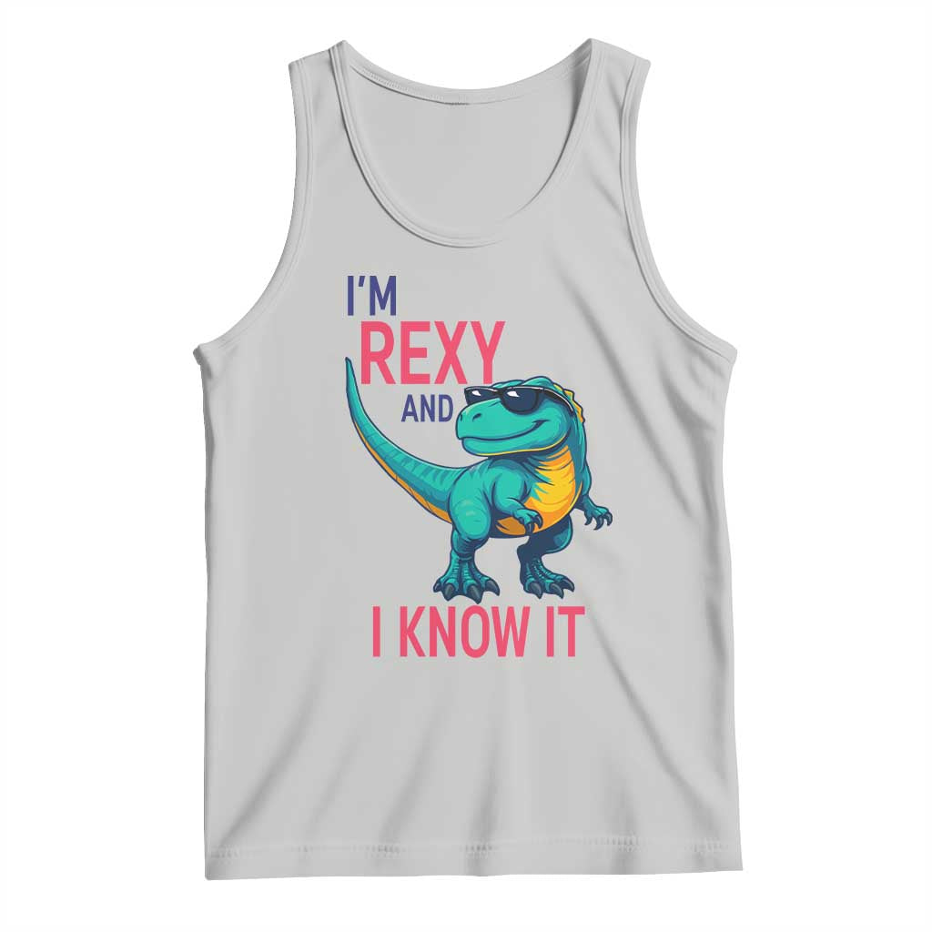 Funny Dinosaur Tank Top I Am Rexy And I Know It TS12 Ash Print Your Wear