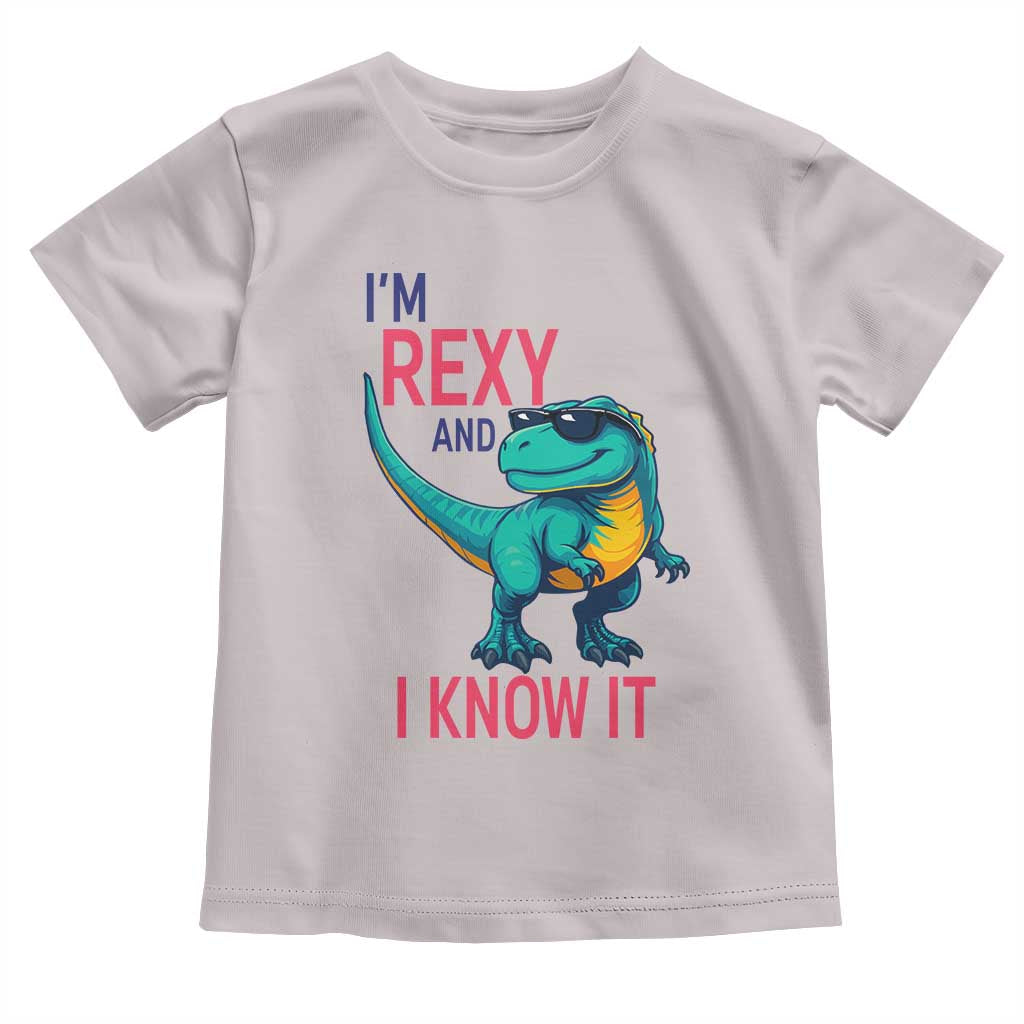 Funny Dinosaur Toddler T Shirt I Am Rexy And I Know It TS12 Ice Gray Print Your Wear