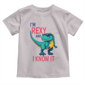 Funny Dinosaur Toddler T Shirt I Am Rexy And I Know It TS12 Ice Gray Print Your Wear