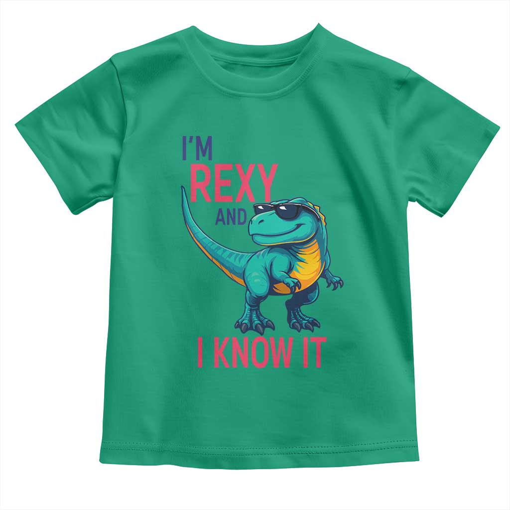 Funny Dinosaur Toddler T Shirt I Am Rexy And I Know It TS12 Irish Green Print Your Wear