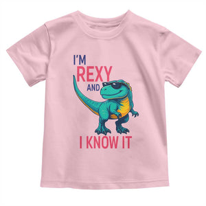 Funny Dinosaur Toddler T Shirt I Am Rexy And I Know It TS12 Light Pink Print Your Wear