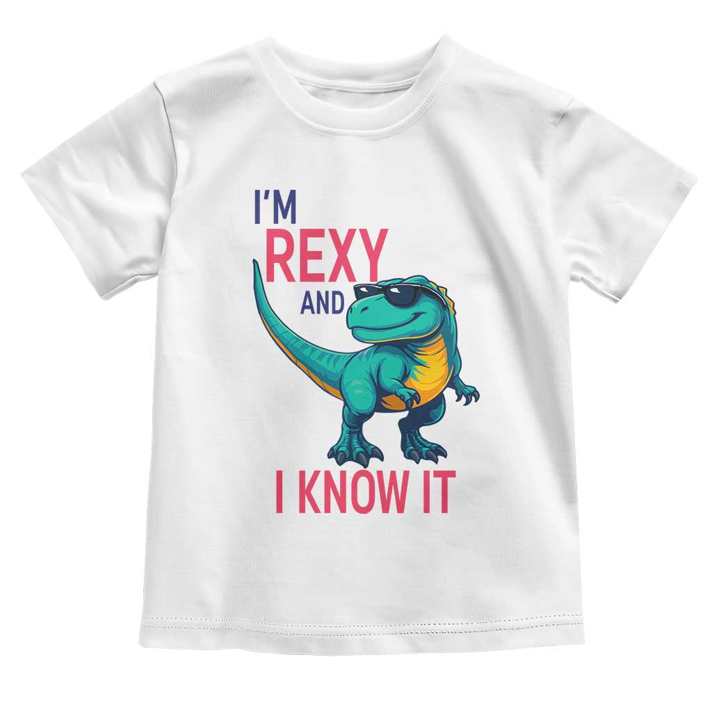 Funny Dinosaur Toddler T Shirt I Am Rexy And I Know It TS12 White Print Your Wear