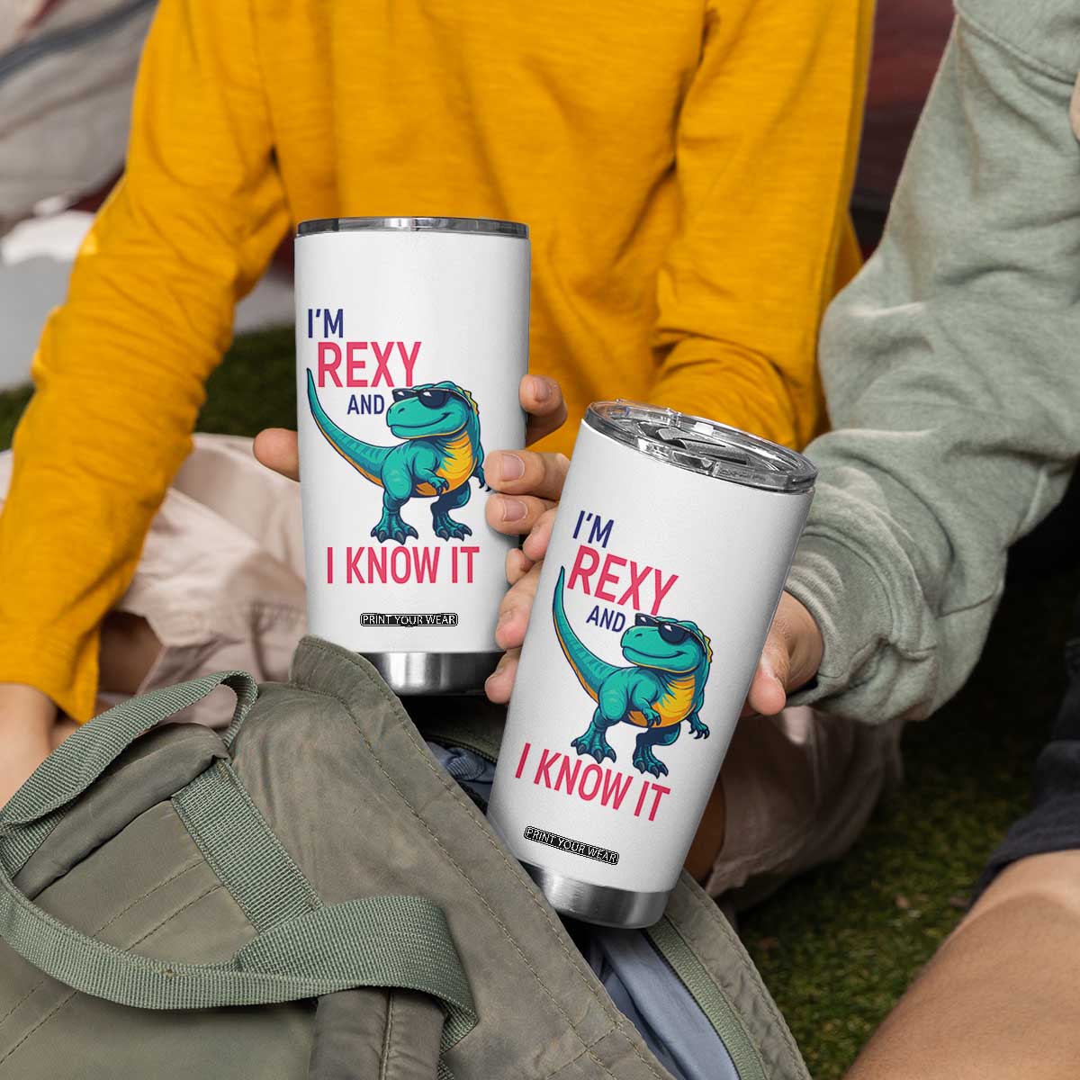 Funny Dinosaur Tumbler Cup I Am Rexy And I Know It TS12 Print Your Wear
