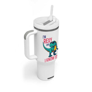 Funny Dinosaur Tumbler With Handle I Am Rexy And I Know It TS12 Print Your Wear