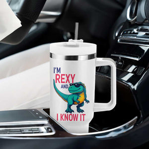 Funny Dinosaur Tumbler With Handle I Am Rexy And I Know It TS12 Print Your Wear