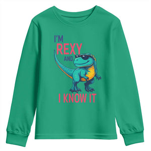Funny Dinosaur Youth Sweatshirt I Am Rexy And I Know It TS12 Irish Green Print Your Wear