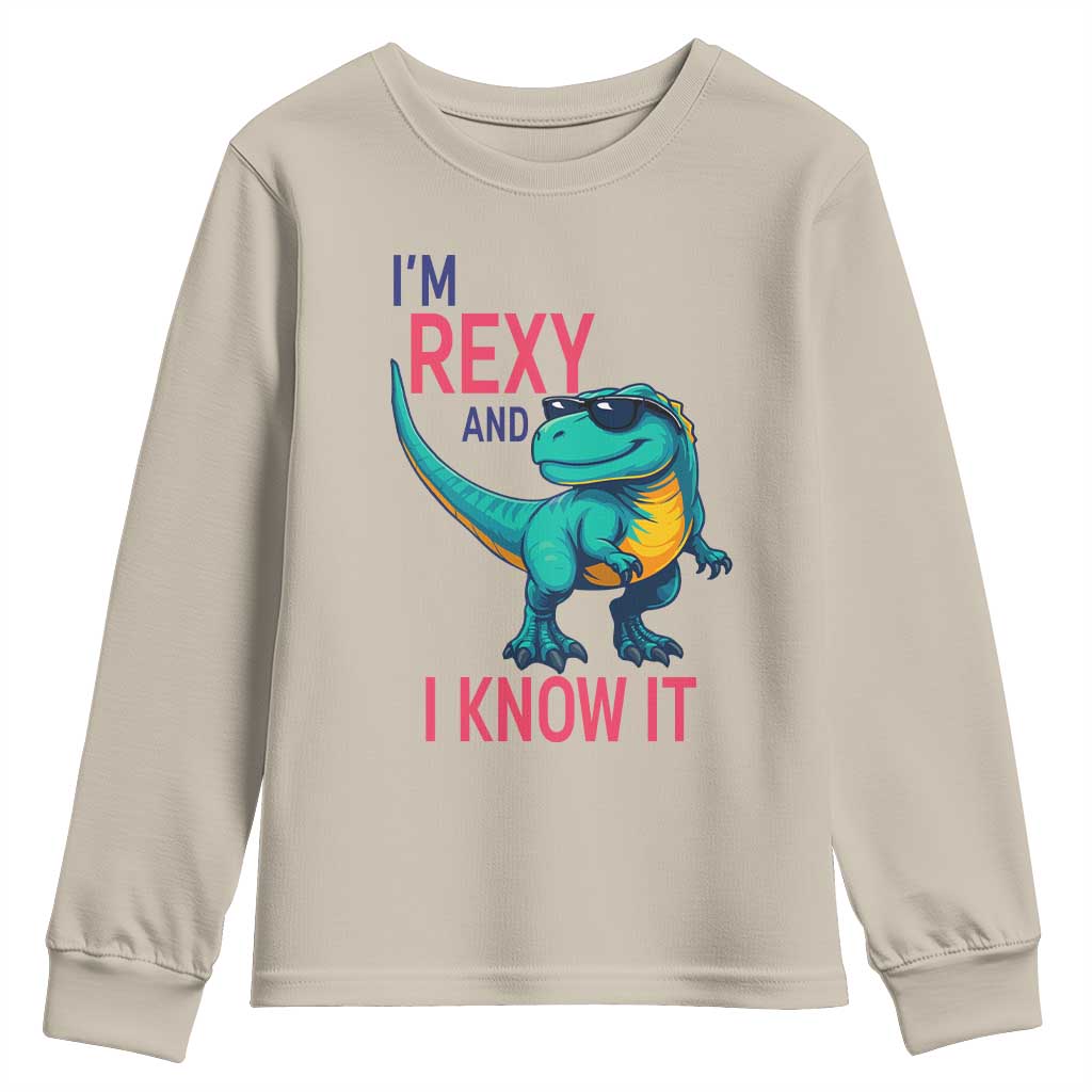 Funny Dinosaur Youth Sweatshirt I Am Rexy And I Know It TS12 Sand Print Your Wear