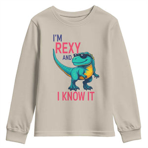 Funny Dinosaur Youth Sweatshirt I Am Rexy And I Know It TS12 Sand Print Your Wear