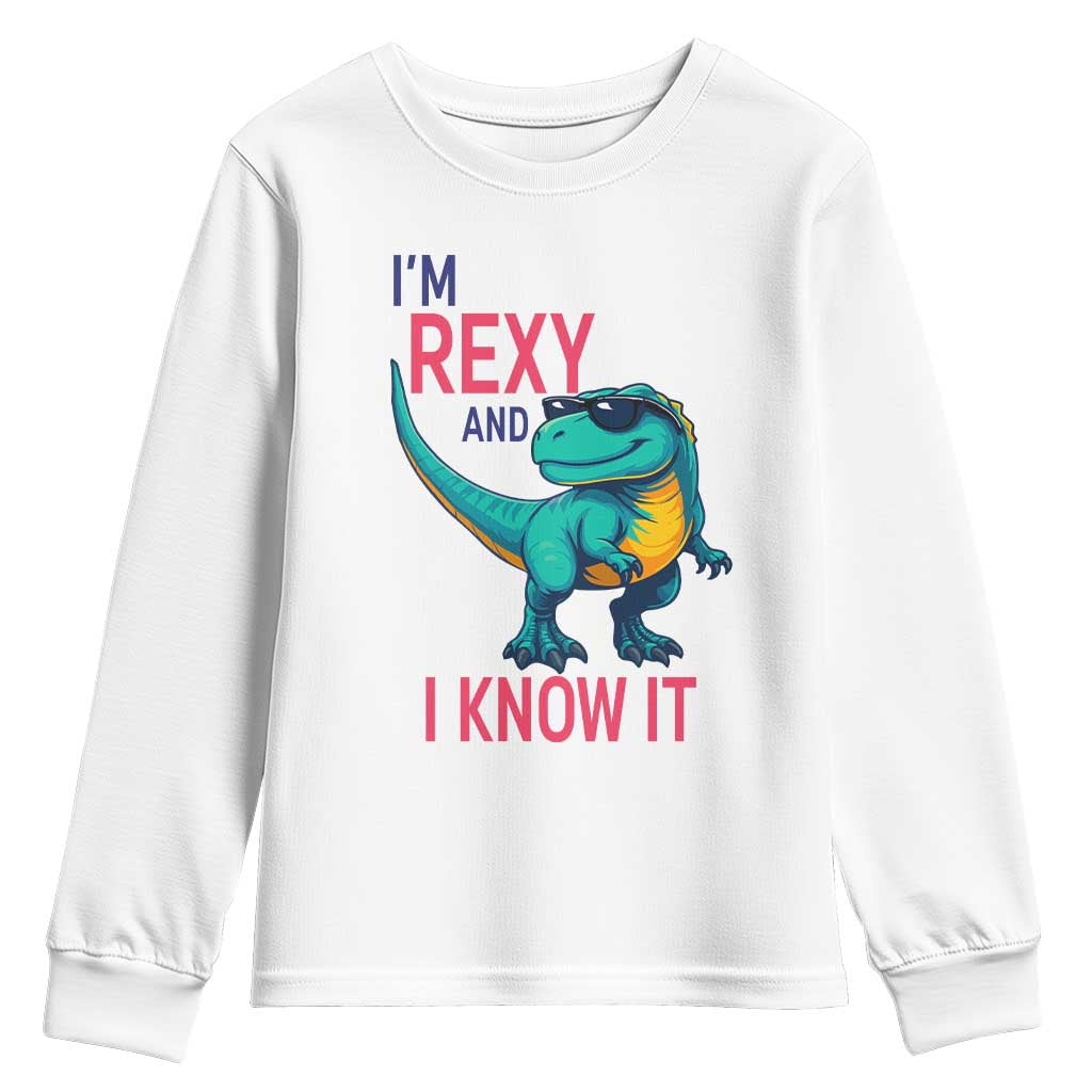 Funny Dinosaur Youth Sweatshirt I Am Rexy And I Know It TS12 White Print Your Wear