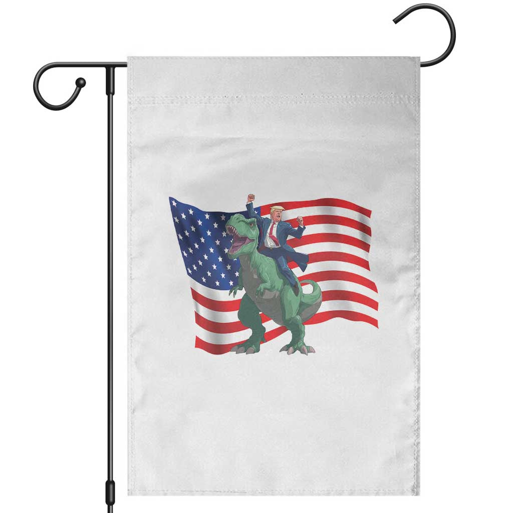 Funny Trump Riding Dinosaur Garden Flag America Flag Patriotic TS12 White Print Your Wear