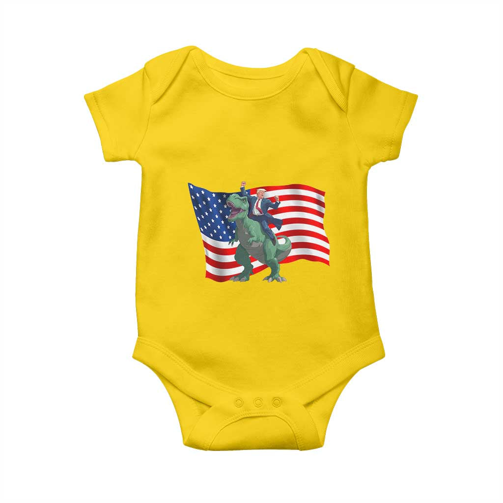 Funny Trump Riding Dinosaur Baby Onesie America Flag Patriotic TS12 Daisy Print Your Wear