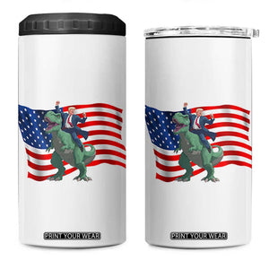 Funny Trump Riding Dinosaur 4 in 1 Can Cooler Tumbler America Flag Patriotic TS12 One Size: 16 oz White Print Your Wear