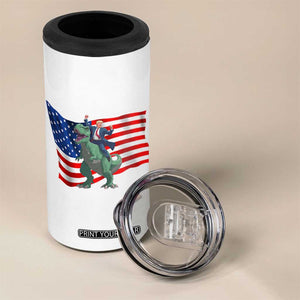 Funny Trump Riding Dinosaur 4 in 1 Can Cooler Tumbler America Flag Patriotic TS12 Print Your Wear