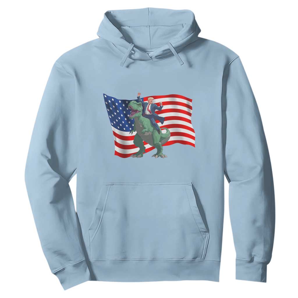 Funny Trump Riding Dinosaur Hoodie America Flag Patriotic TS12 Light Blue Print Your Wear
