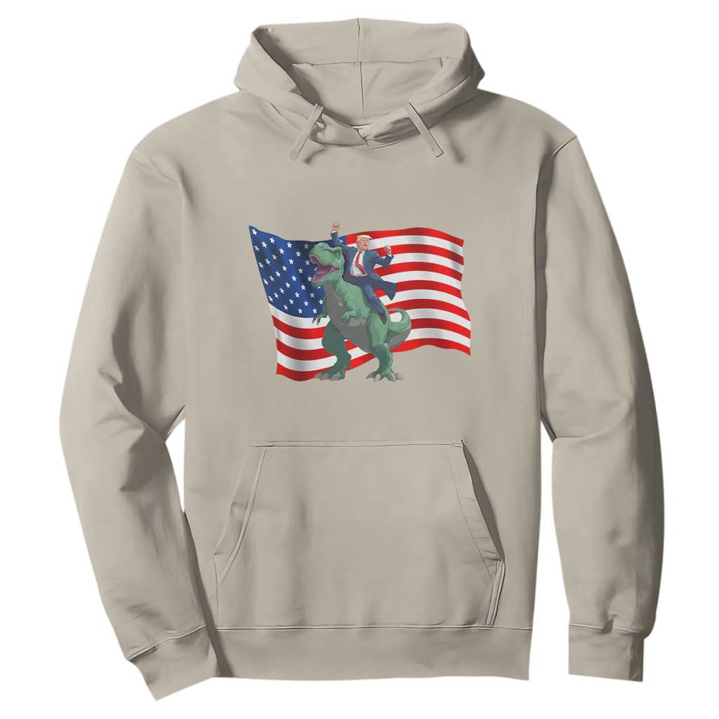 Funny Trump Riding Dinosaur Hoodie America Flag Patriotic TS12 Sand Print Your Wear