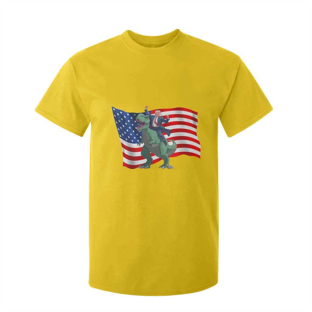 Funny Trump Riding Dinosaur T Shirt For Kid America Flag Patriotic TS12 Daisy Print Your Wear