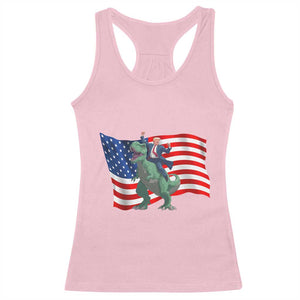 Funny Trump Riding Dinosaur Racerback Tank Top America Flag Patriotic TS12 Light Pink Print Your Wear