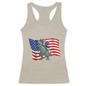 Funny Trump Riding Dinosaur Racerback Tank Top America Flag Patriotic TS12 Sand Print Your Wear