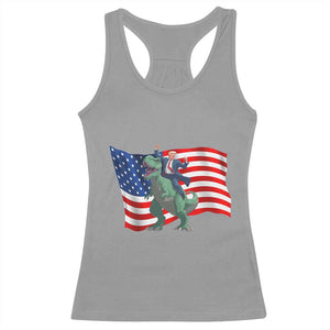 Funny Trump Riding Dinosaur Racerback Tank Top America Flag Patriotic TS12 Sport Gray Print Your Wear