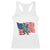 Funny Trump Riding Dinosaur Racerback Tank Top America Flag Patriotic TS12 White Print Your Wear