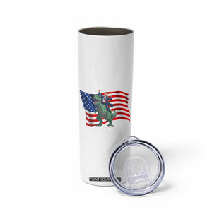 Funny Trump Riding Dinosaur Skinny Tumbler America Flag Patriotic TS12 Print Your Wear