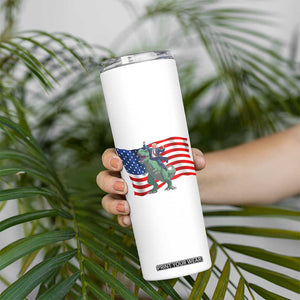 Funny Trump Riding Dinosaur Skinny Tumbler America Flag Patriotic TS12 Print Your Wear