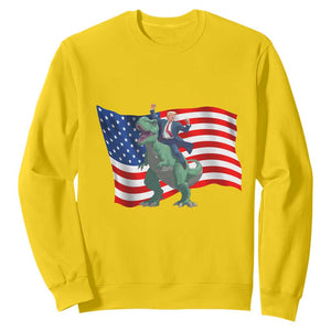 Funny Trump Riding Dinosaur Sweatshirt America Flag Patriotic TS12 Daisy Print Your Wear