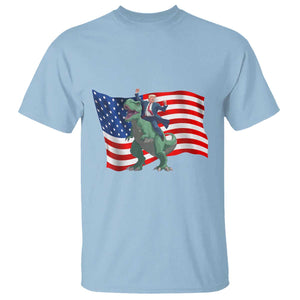 Funny Trump Riding Dinosaur T Shirt America Flag Patriotic TS12 Light Blue Print Your Wear